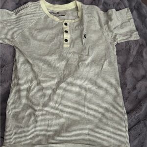 Hurley Kids Striped Cream and Gray Button Down Shirt